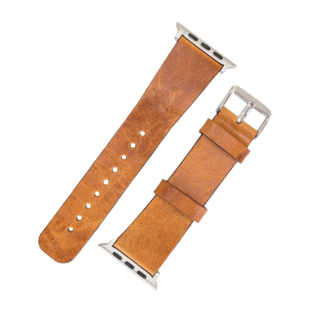 Jubilee Elite Brown Genuine Leather Apple Watch Band Strap 38mm 40mm 42mm 44mm 45mm for All Series - Bomonti - 4