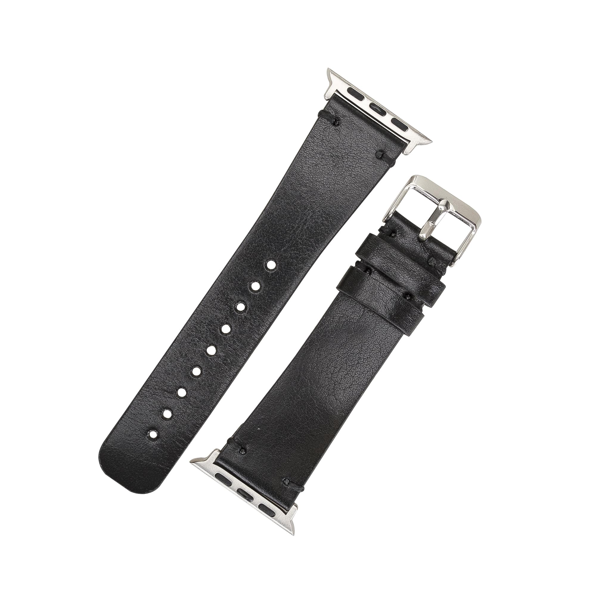 Kennington Black Genuine Leather Apple Watch Band Strap 38mm 40mm 42mm 44mm 45mm for All Series - Bomonti - 4