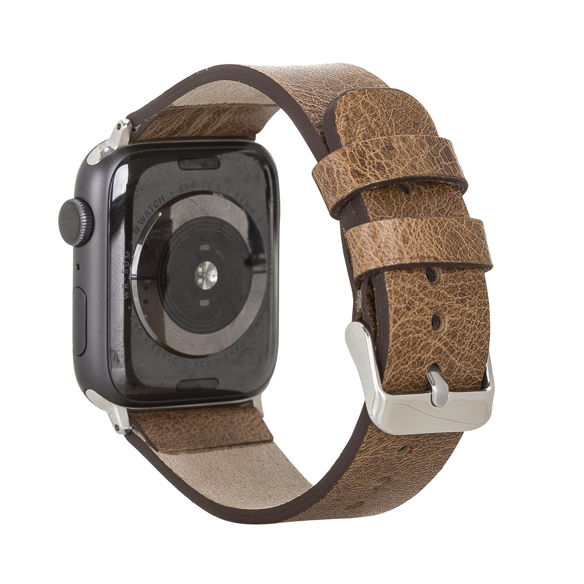 Kenwood Classic Brown Genuine Leather Apple Watch Band Strap 38mm 40mm 42mm 44mm 45mm for All Series - Bomonti - 2