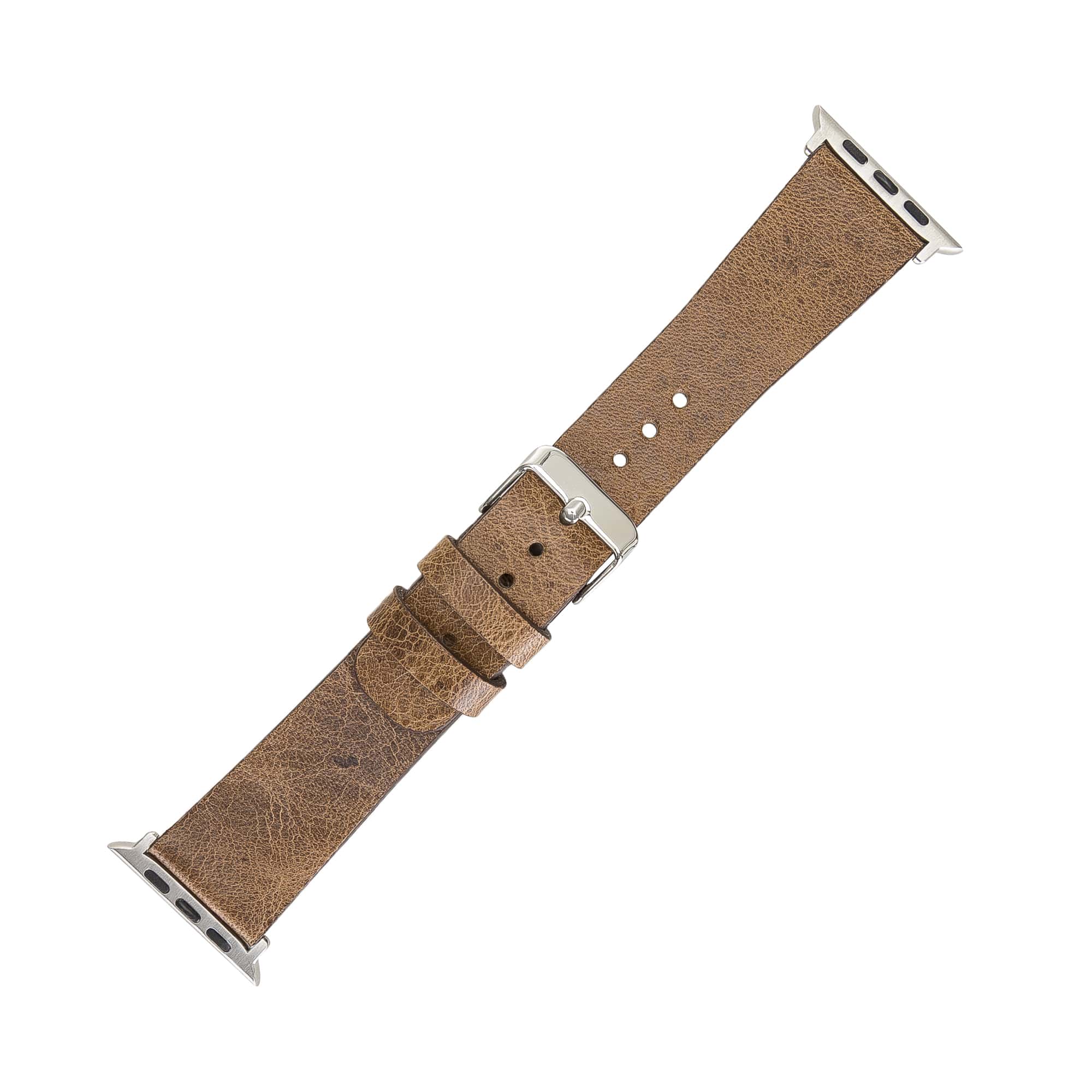 Kenwood Classic Brown Genuine Leather Apple Watch Band Strap 38mm 40mm 42mm 44mm 45mm for All Series - Bomonti - 3