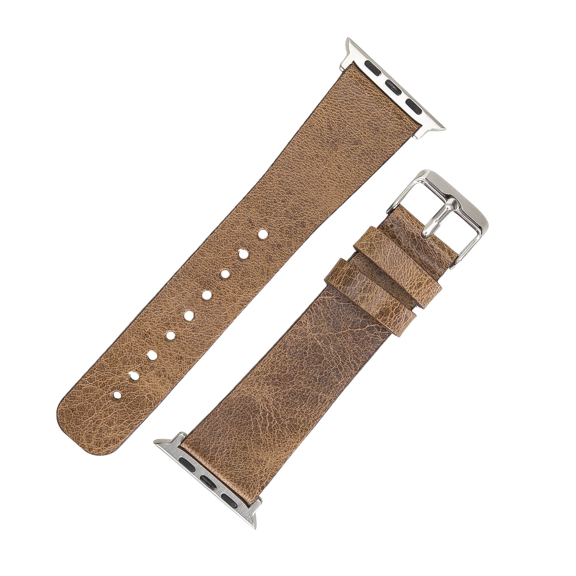 Kenwood Classic Brown Genuine Leather Apple Watch Band Strap 38mm 40mm 42mm 44mm 45mm for All Series - Bomonti - 4