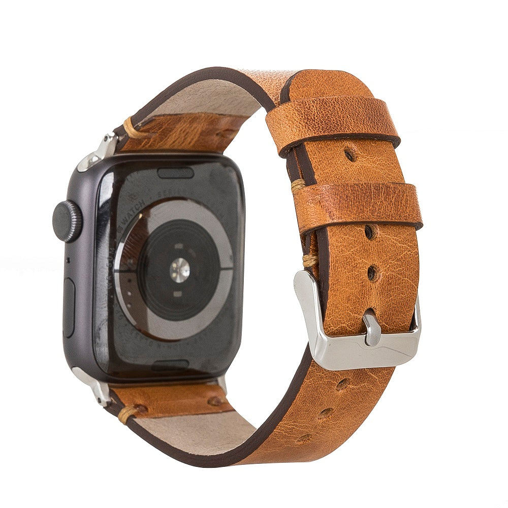 Launceston Elite Brown Genuine Leather Apple Watch Band Strap 38mm 40mm 42mm 44mm 45mm for All Series - Bomonti - 2