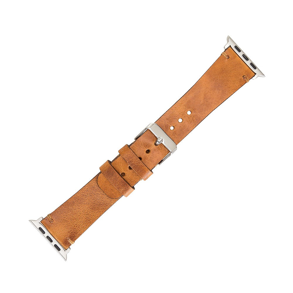 Launceston Elite Brown Genuine Leather Apple Watch Band Strap 38mm 40mm 42mm 44mm 45mm for All Series - Bomonti - 3