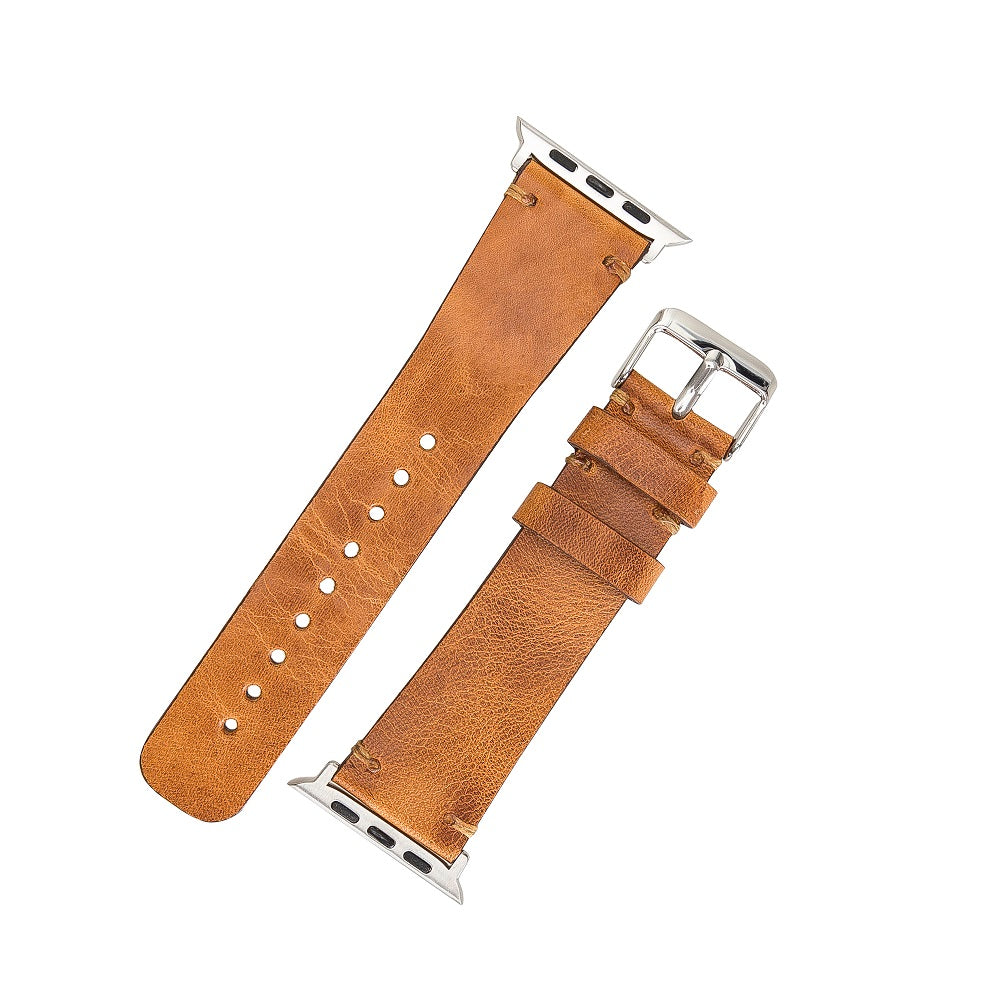 Launceston Elite Brown Genuine Leather Apple Watch Band Strap 38mm 40mm 42mm 44mm 45mm for All Series - Bomonti - 4