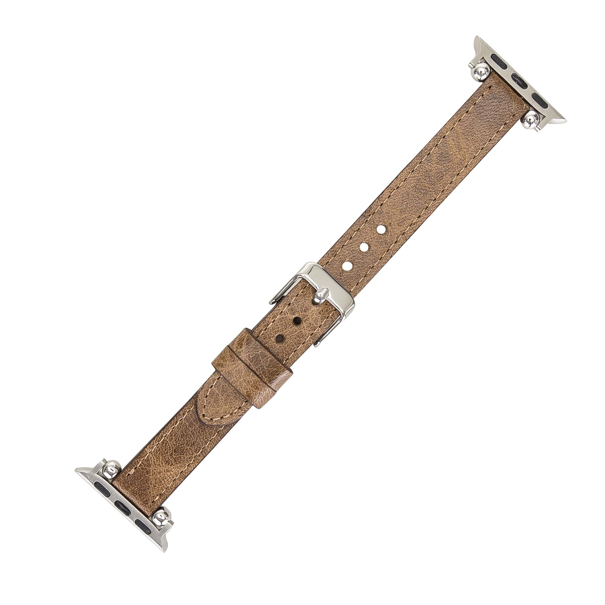 Liverpool  Classic Brown Genuine Leather Apple Watch Band Strap 38mm 40mm 42mm 44mm 45mm for All Series - Bomonti - 3