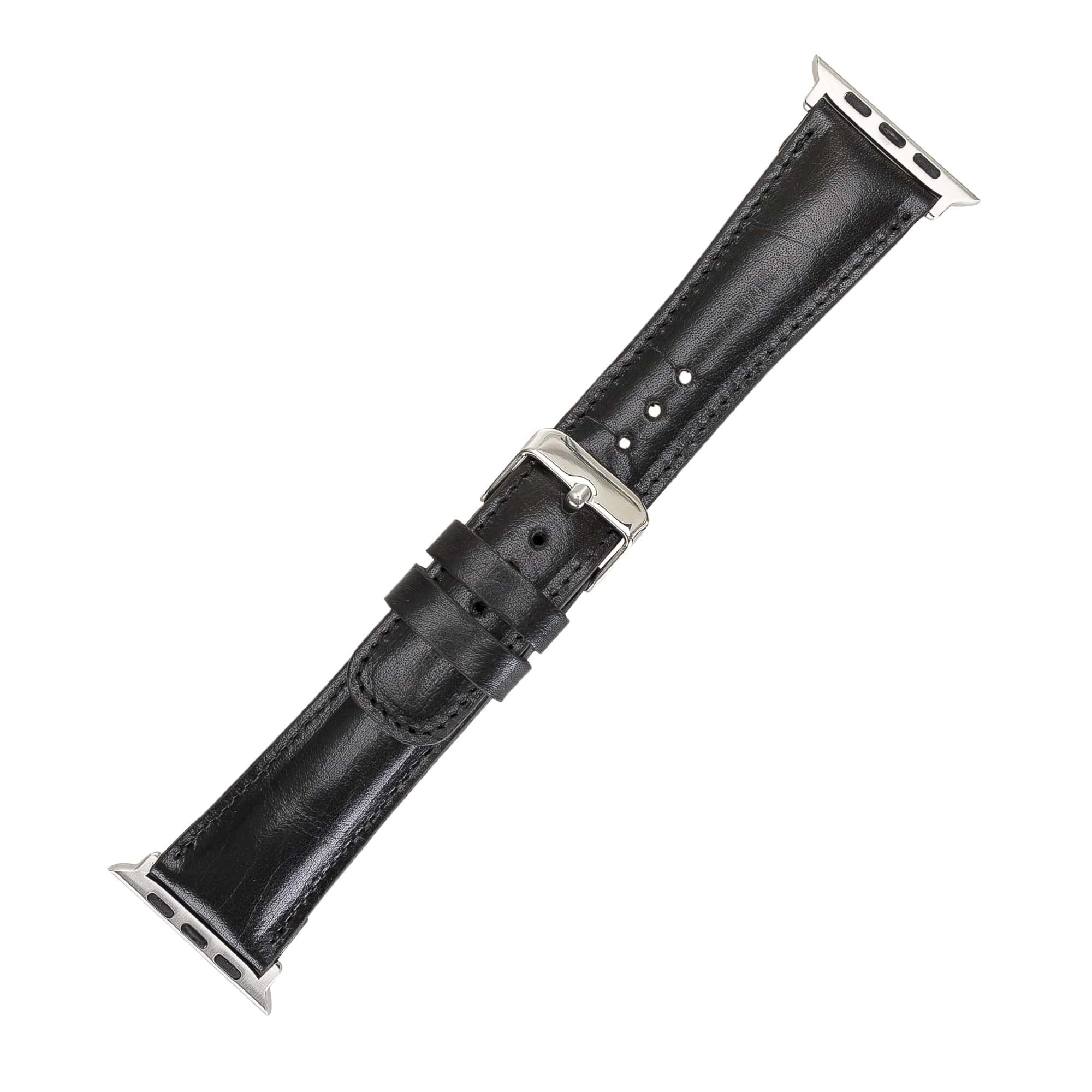 London Black Genuine Leather Apple Watch Band Strap 38mm 40mm 42mm 44mm 45mm for All Series - Bomonti - 3