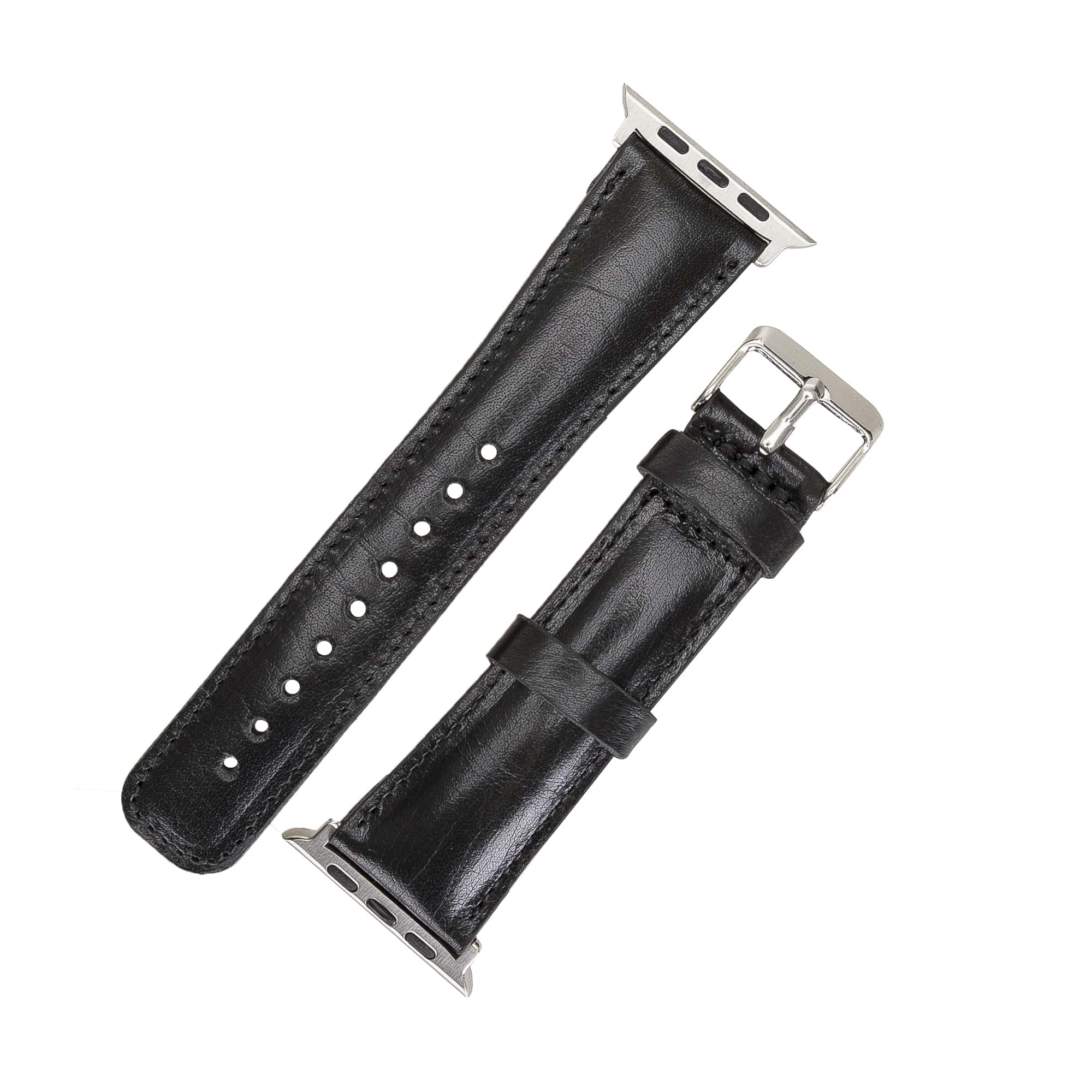 London Black Genuine Leather Apple Watch Band Strap 38mm 40mm 42mm 44mm 45mm for All Series - Bomonti - 4