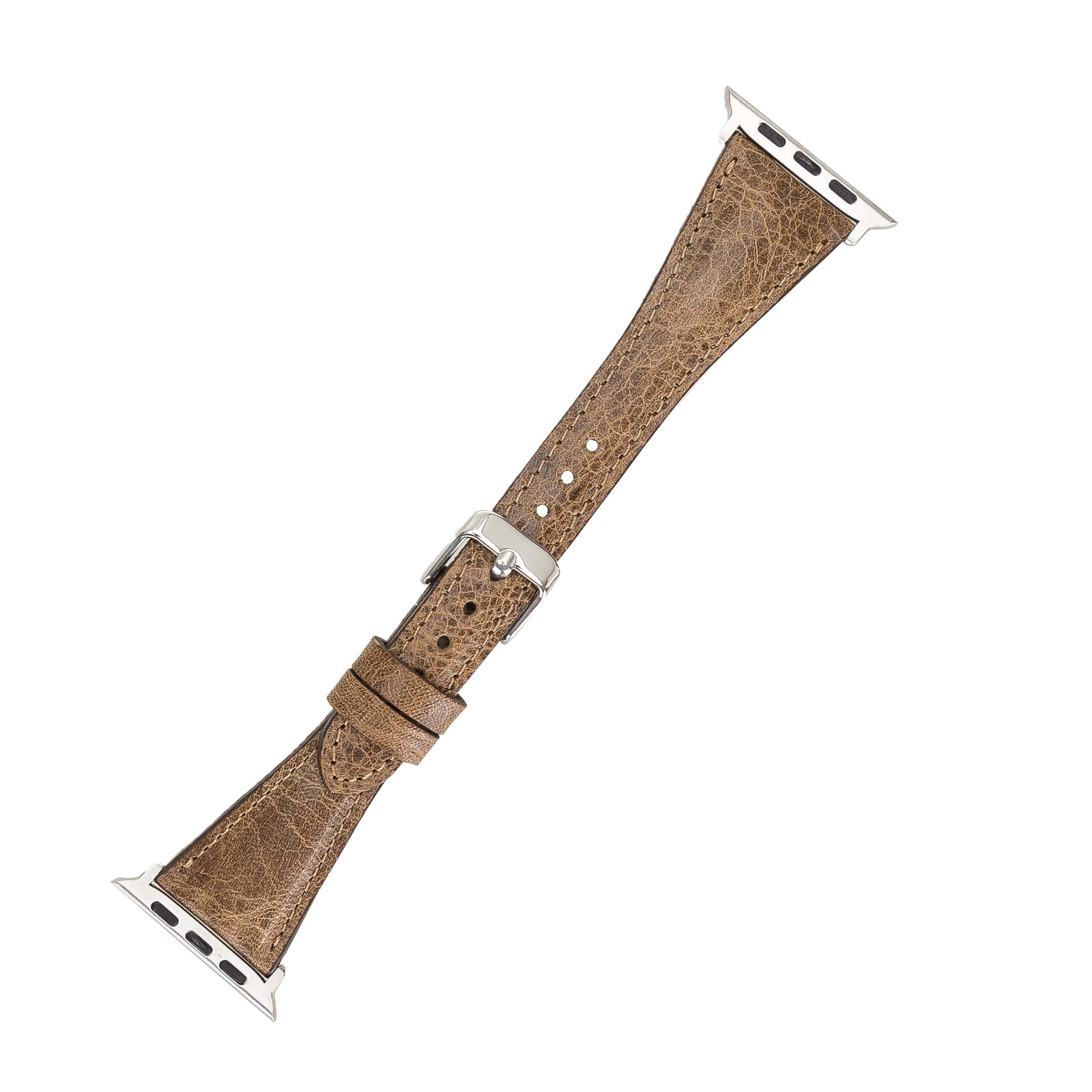 Manchester Classic Brown Genuine Leather Apple Watch Band Strap 38mm 40mm 42mm 44mm 45mm for All Series - Bomonti - 3