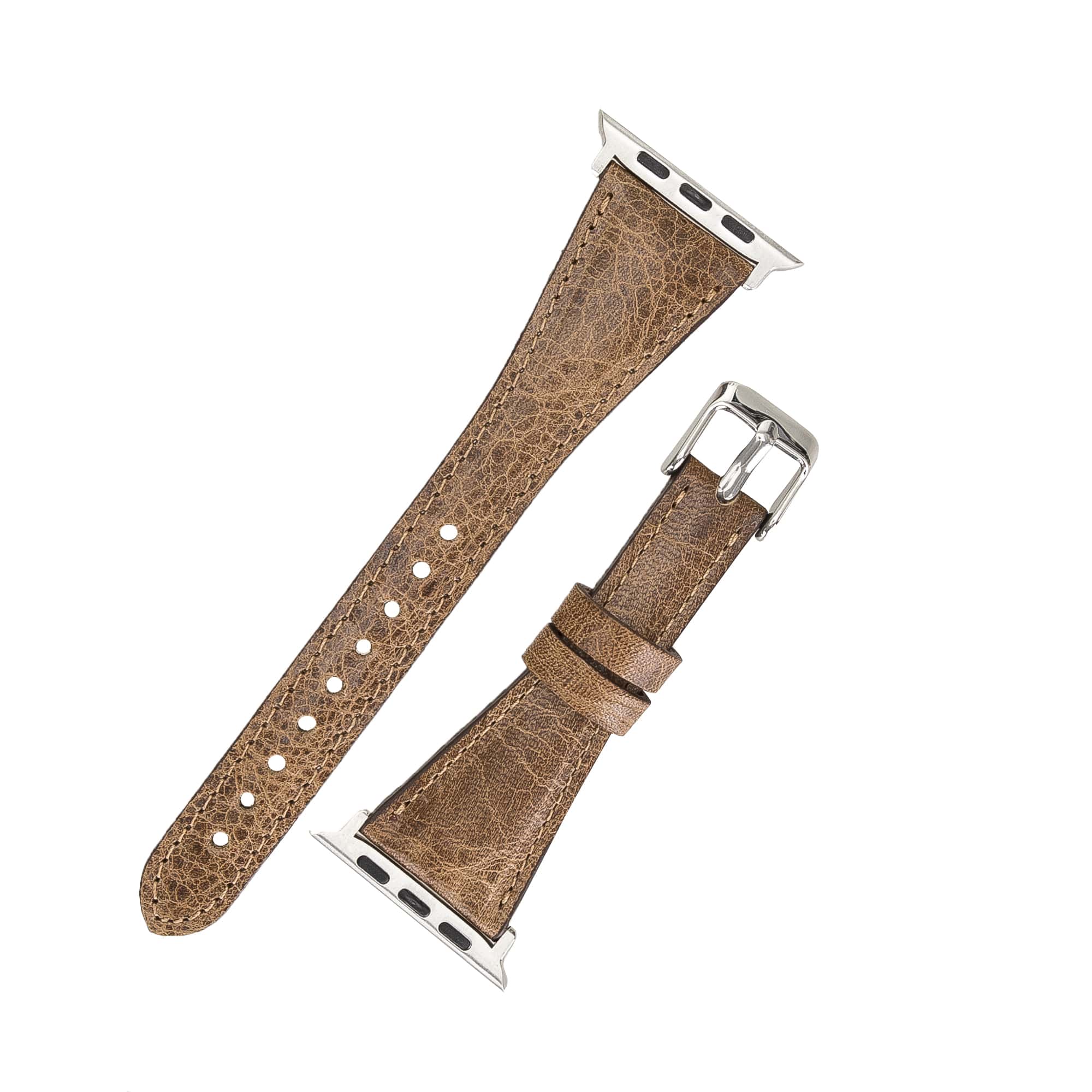 Manchester Classic Brown Genuine Leather Apple Watch Band Strap 38mm 40mm 42mm 44mm 45mm for All Series - Bomonti - 4