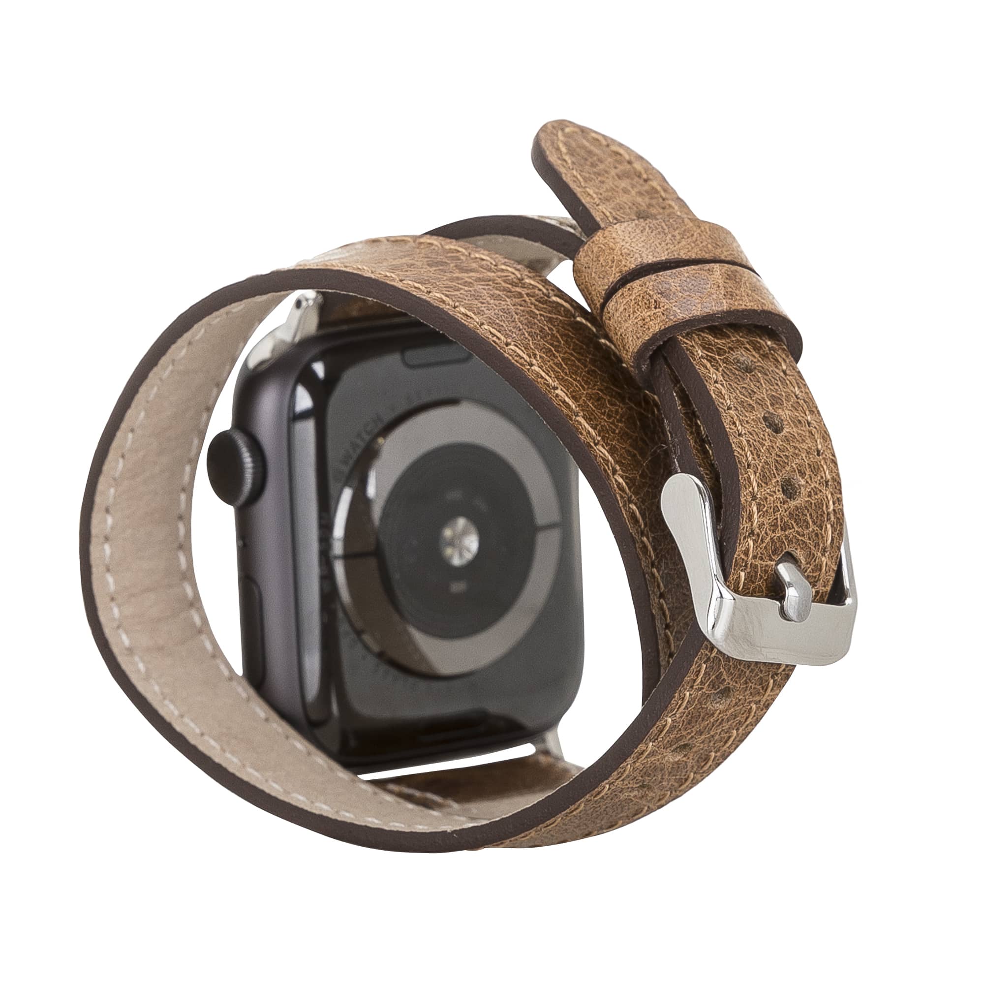 Newcastle Classic Brown Genuine Leather Apple Watch Band Strap 38mm 40mm 42mm 44mm 45mm for All Series - Bomonti - 2