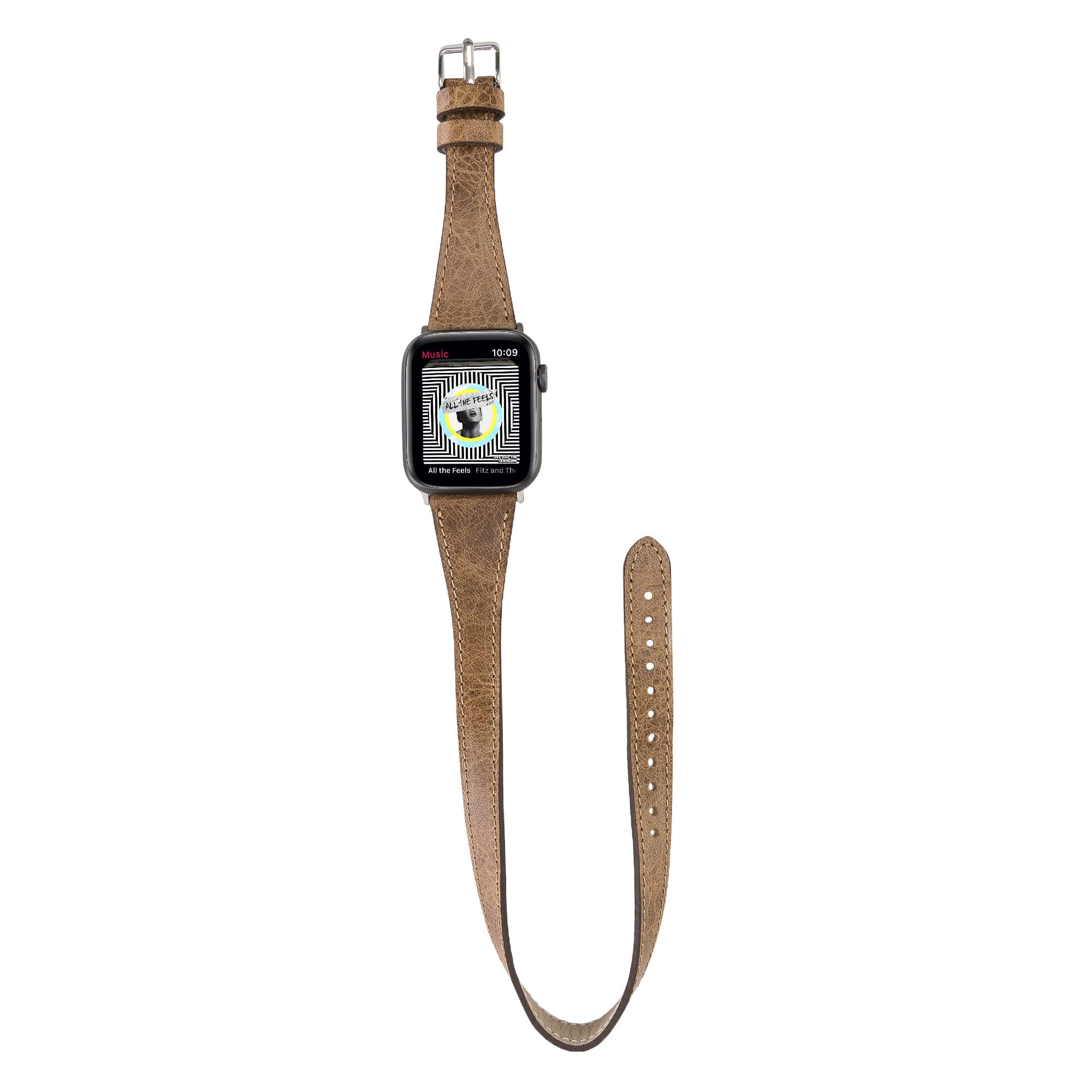 Newcastle Classic Brown Genuine Leather Apple Watch Band Strap 38mm 40mm 42mm 44mm 45mm for All Series - Bomonti - 5