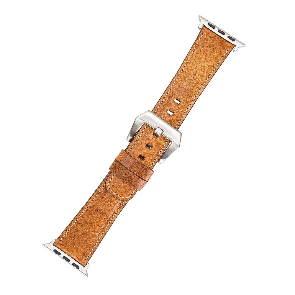 Norwich Elite Brown Genuine Leather Apple Watch Band Strap 38mm 40mm 42mm 44mm 45mm for All Series - Bomonti - 3