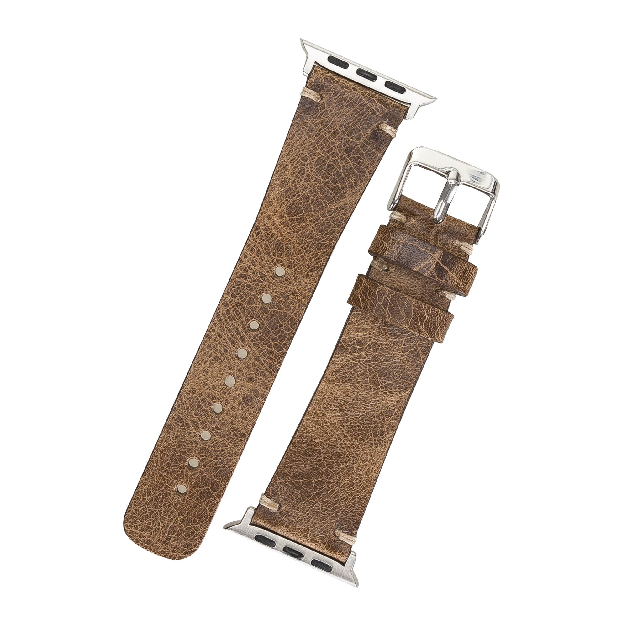 Richmond Classic Brown Genuine Leather Apple Watch Band Strap 38mm 40mm 42mm 44mm 45mm for All Series - Bomonti - 4