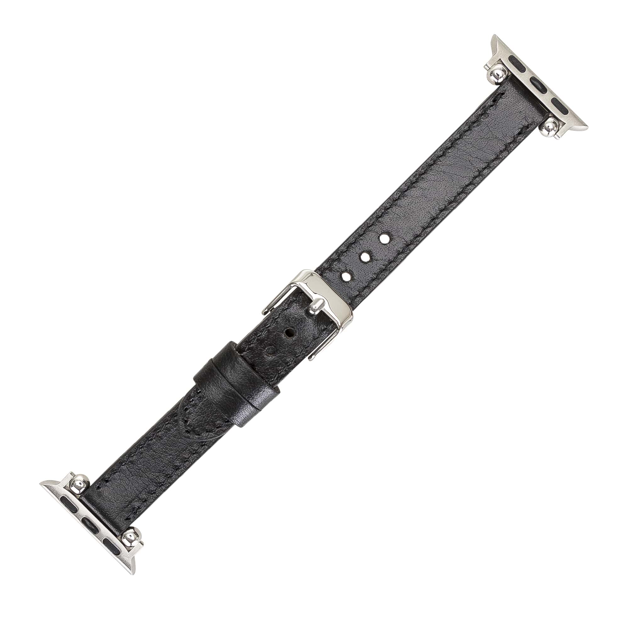 Sussex Black Genuine Leather Apple Watch Band Strap 38mm 40mm 42mm 44mm 45mm for All Series - Bomonti - 3