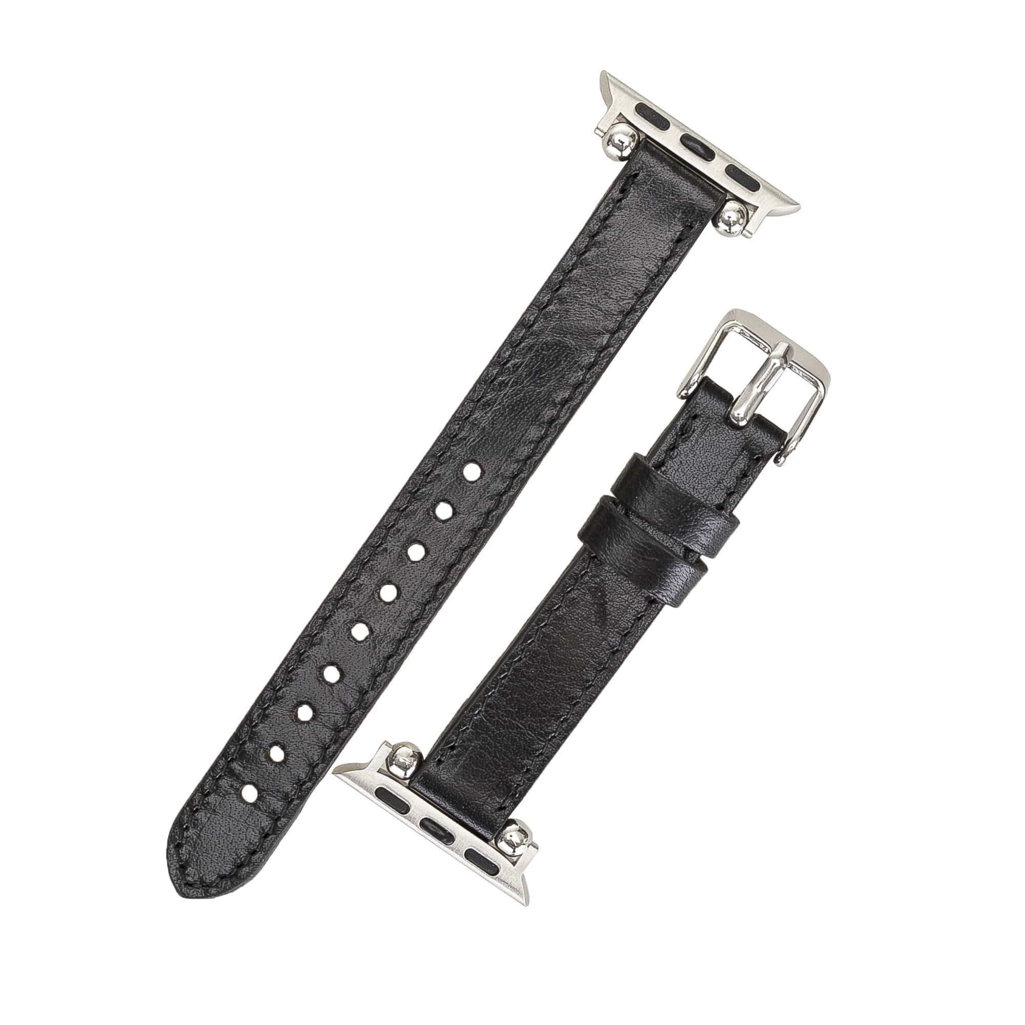 Sussex Black Genuine Leather Apple Watch Band Strap 38mm 40mm 42mm 44mm 45mm for All Series - Bomonti - 4