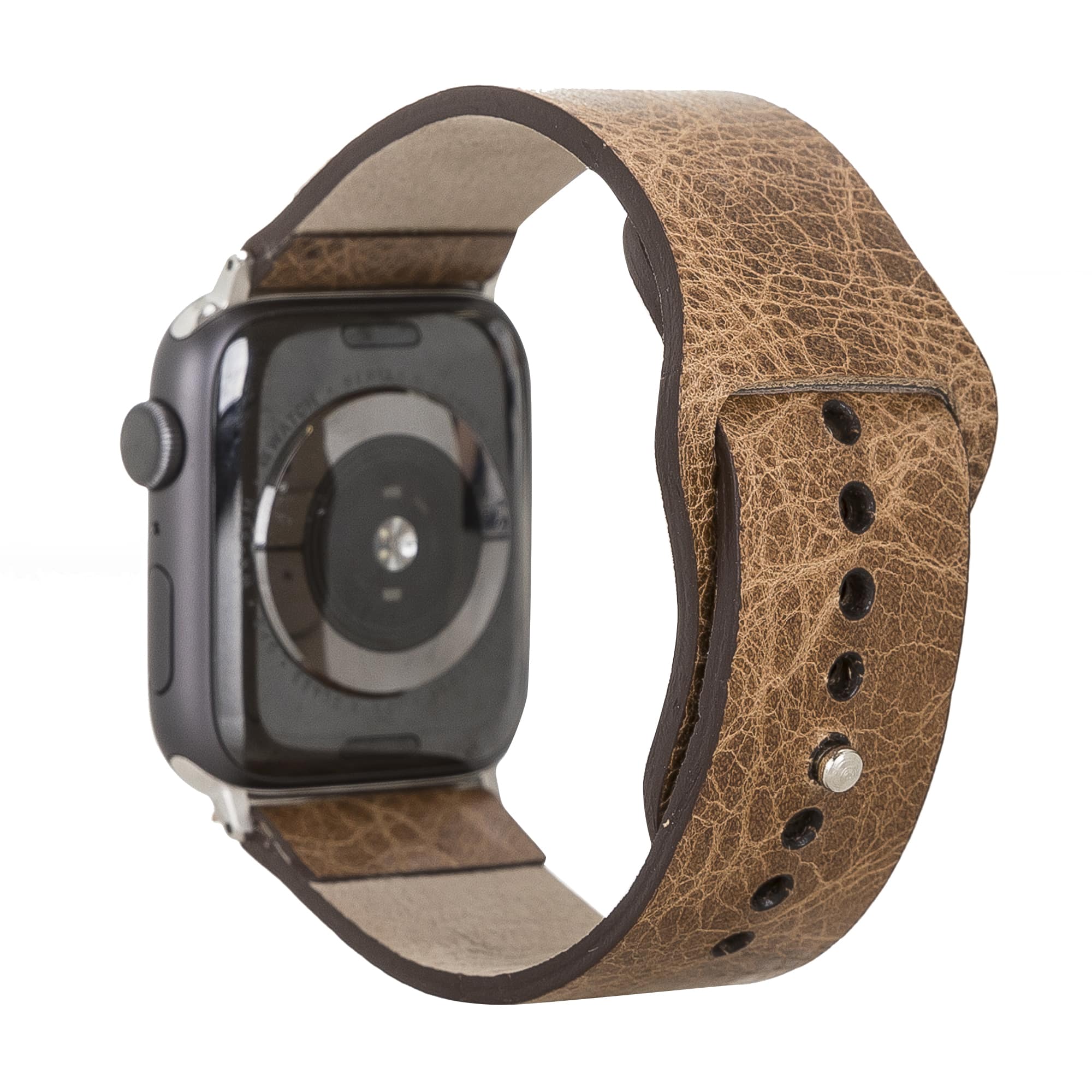  Sutton Classic Brown Genuine Leather Apple Watch Band Strap 38mm 40mm 42mm 44mm 45mm for All Series - Bomonti - 2
