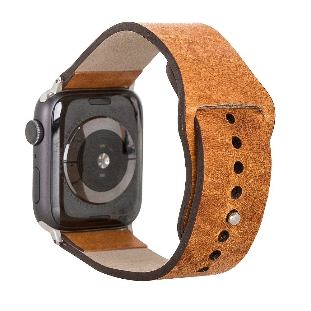 Wellington Elite Brown Genuine Leather Apple Watch Band Strap 38mm 40mm 42mm 44mm 45mm for All Series - Bomonti - 2