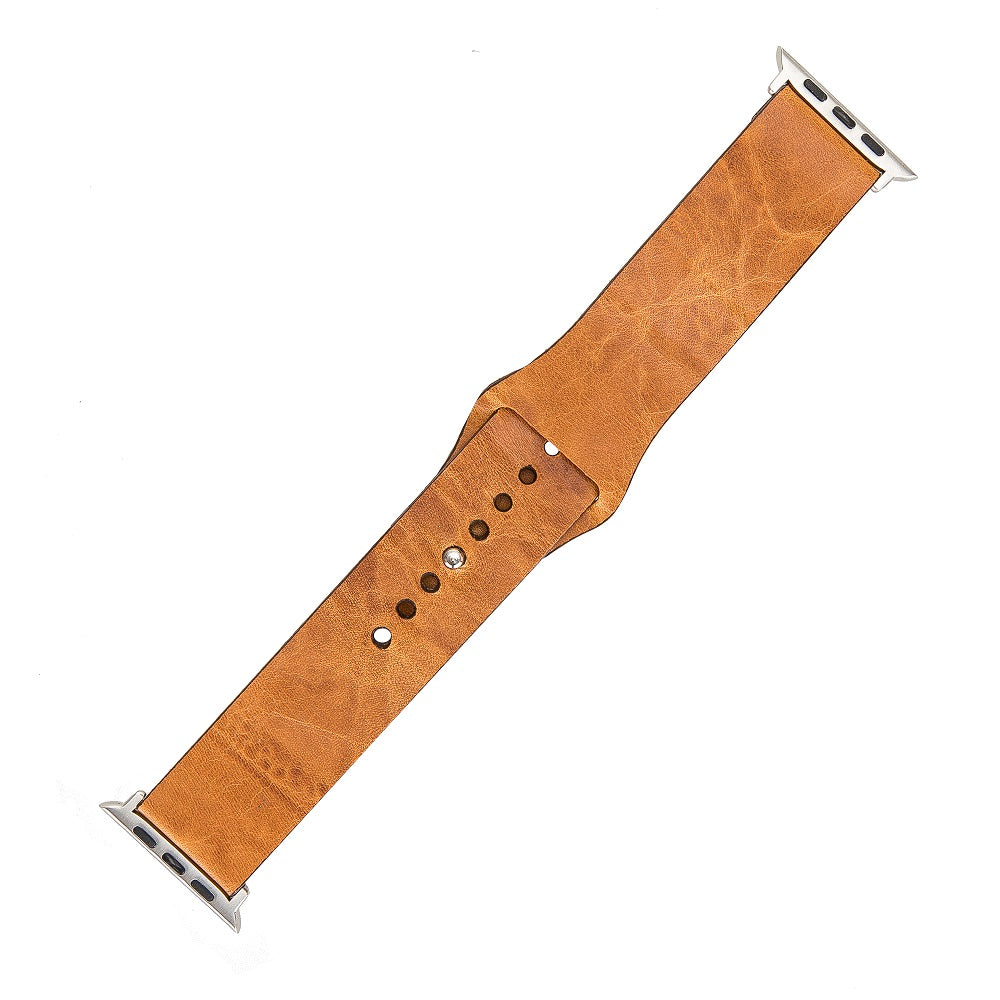Wellington Elite Brown Genuine Leather Apple Watch Band Strap 38mm 40mm 42mm 44mm 45mm for All Series - Bomonti - 3