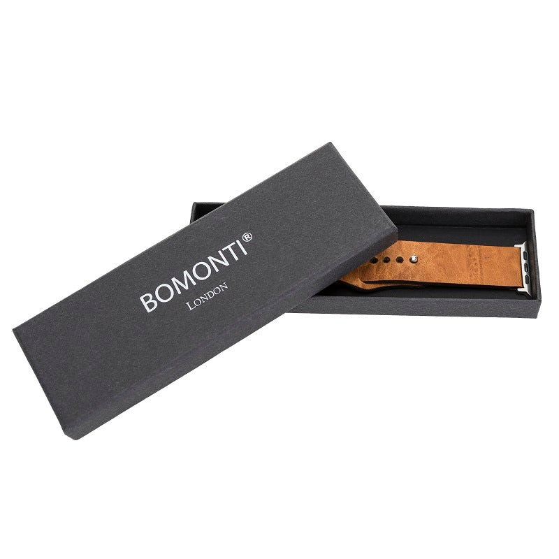 Wellington Elite Brown Genuine Leather Apple Watch Band Strap 38mm 40mm 42mm 44mm 45mm for All Series - Bomonti - 6