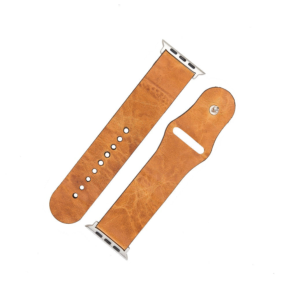 Wellington Elite Brown Genuine Leather Apple Watch Band Strap 38mm 40mm 42mm 44mm 45mm for All Series - Bomonti - 4