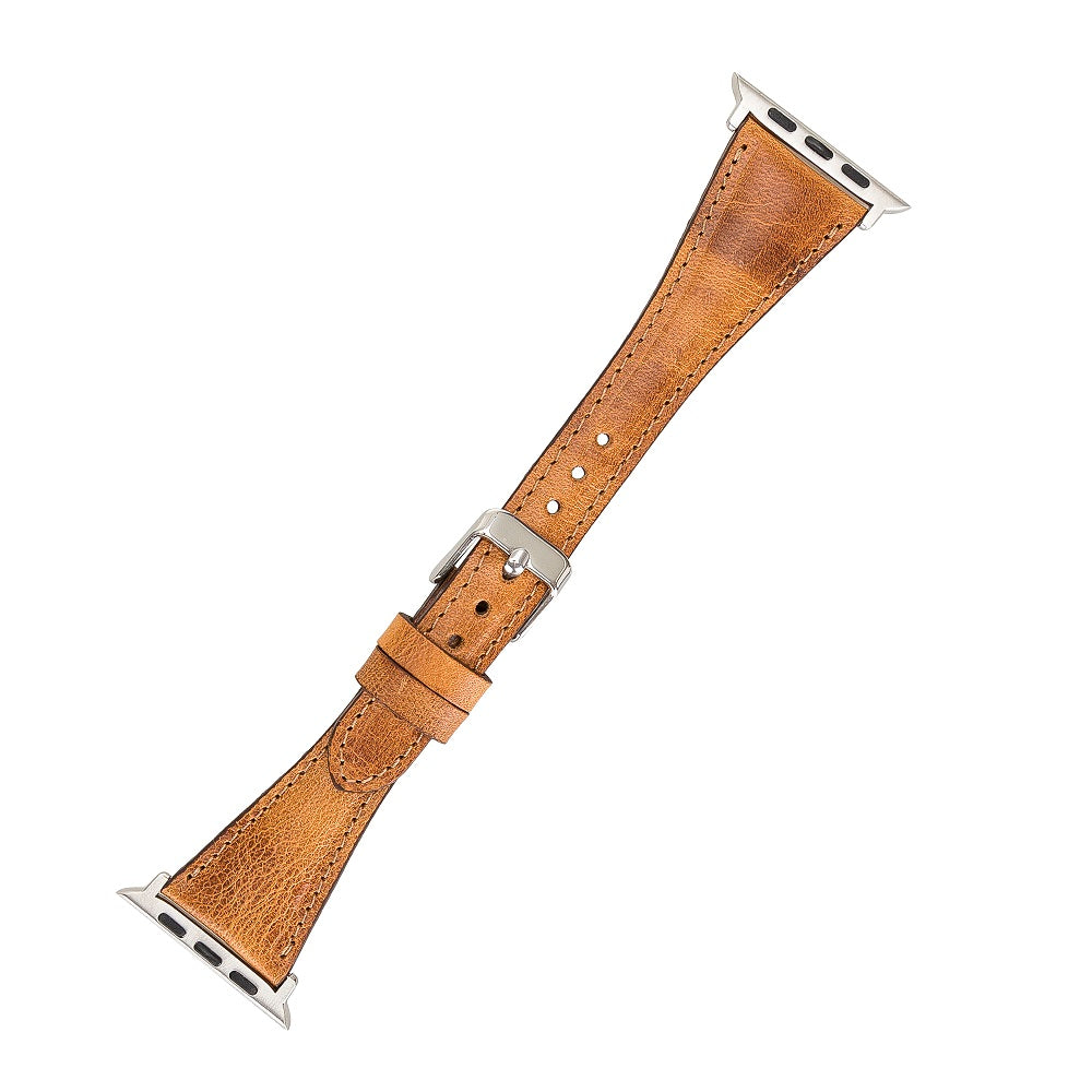 Winchester Elite Brown Genuine Leather Apple Watch Band Strap 38mm 40mm 42mm 44mm 45mm for All Series - Bomonti - 3