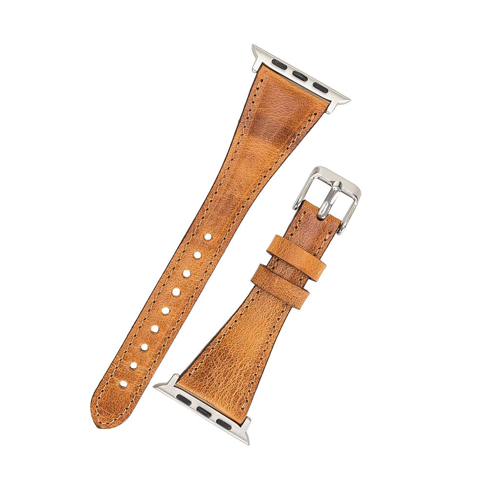 Winchester Elite Brown Genuine Leather Apple Watch Band Strap 38mm 40mm 42mm 44mm 45mm for All Series - Bomonti - 4