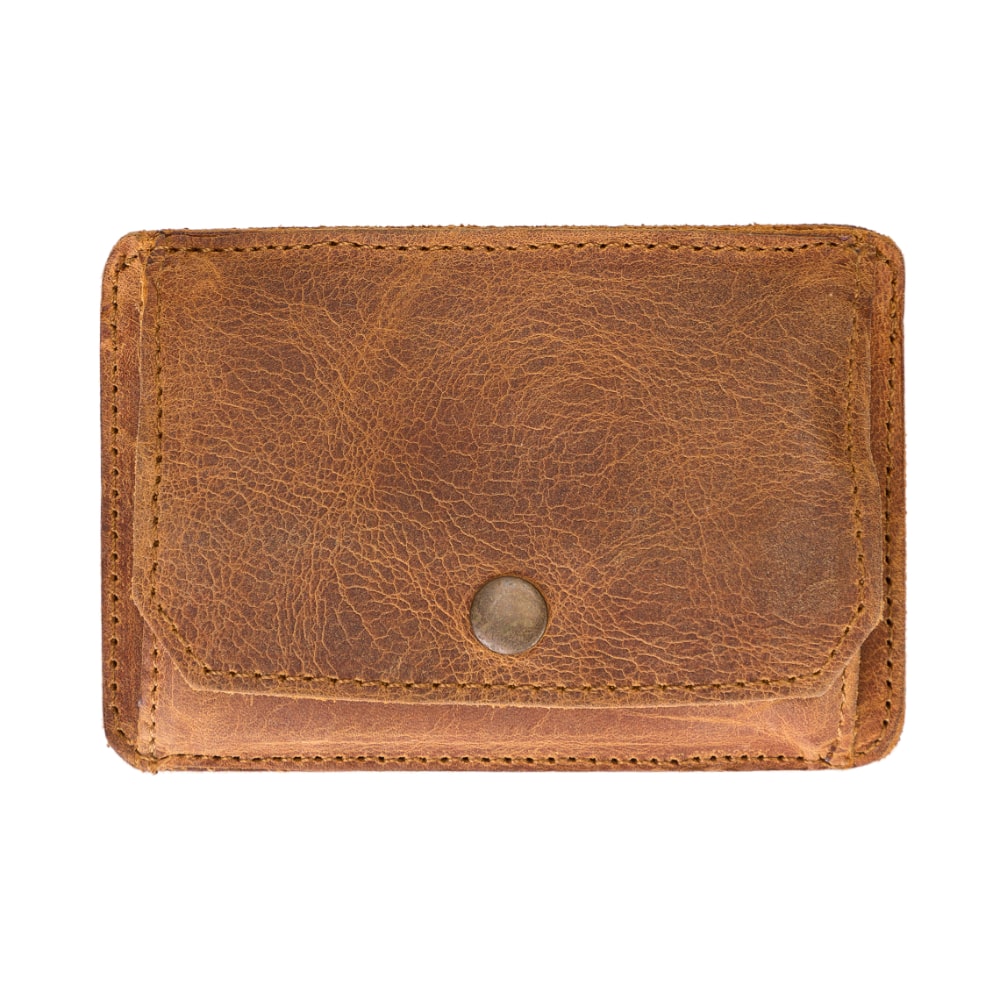 Brown Leather Minimalist Coin Wallet Purse - Bomonti - 1