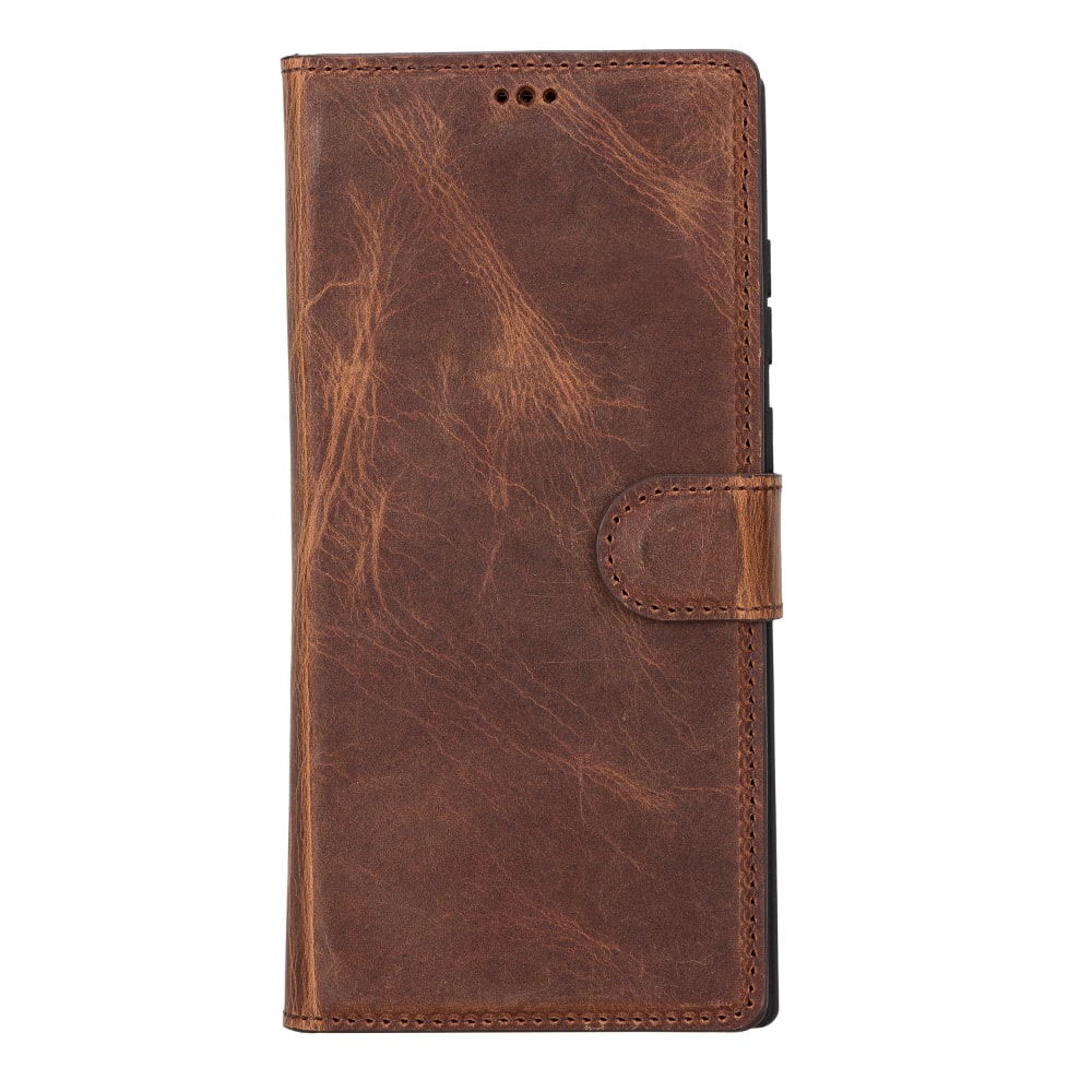 Brown Leather Samsung Galaxy S22 Ultra Wallet Case with S Pen & Card Holder - Bomonti Leather - 1