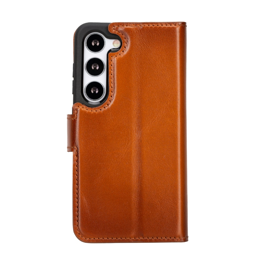 Brown Leather Samsung Galaxy S23 Detachable Wallet Card Holder Cover Case - Bomonti - 4