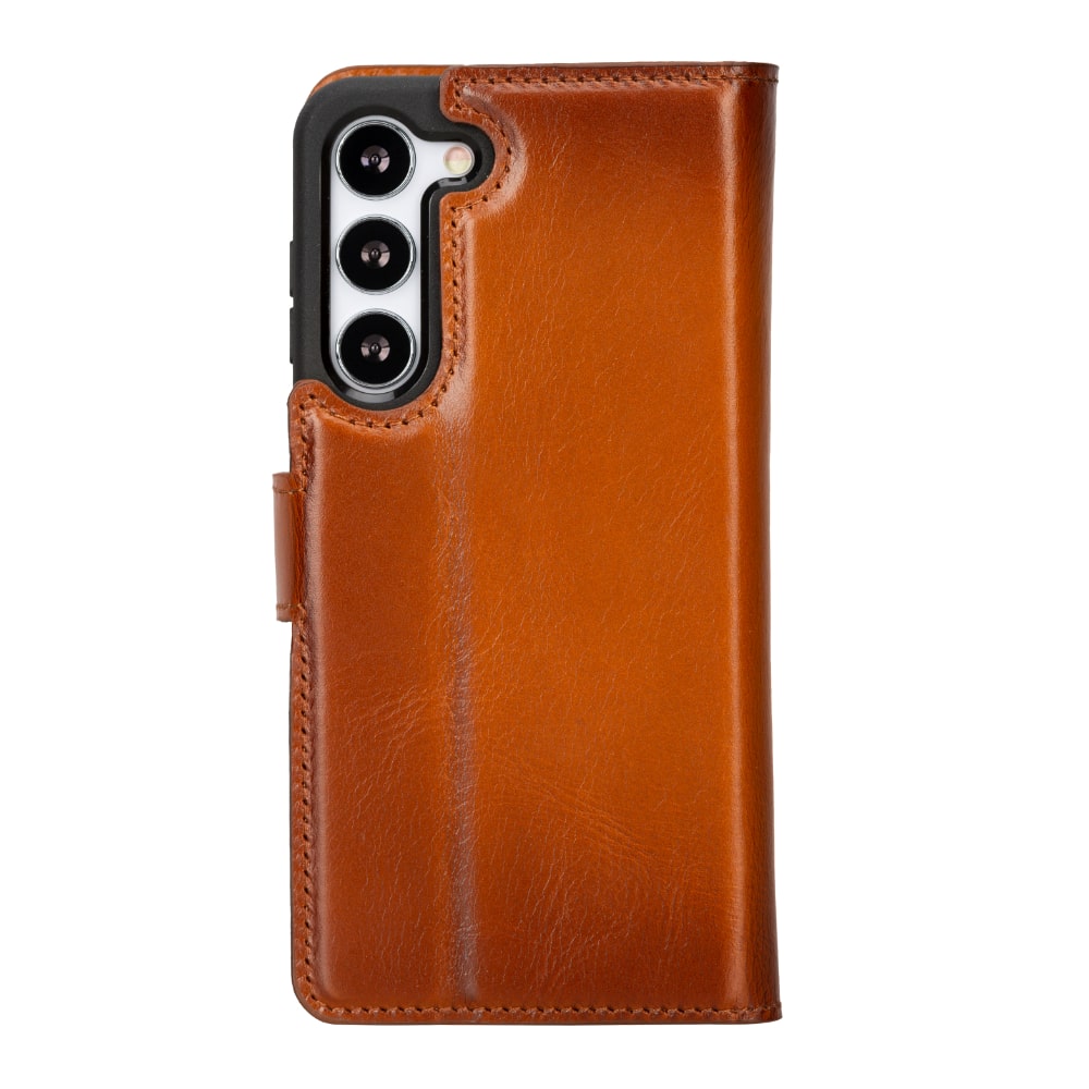 Brown Leather Samsung Galaxy S23 Plus Detachable Wallet Card Holder Cover Case - Bomonti - 4