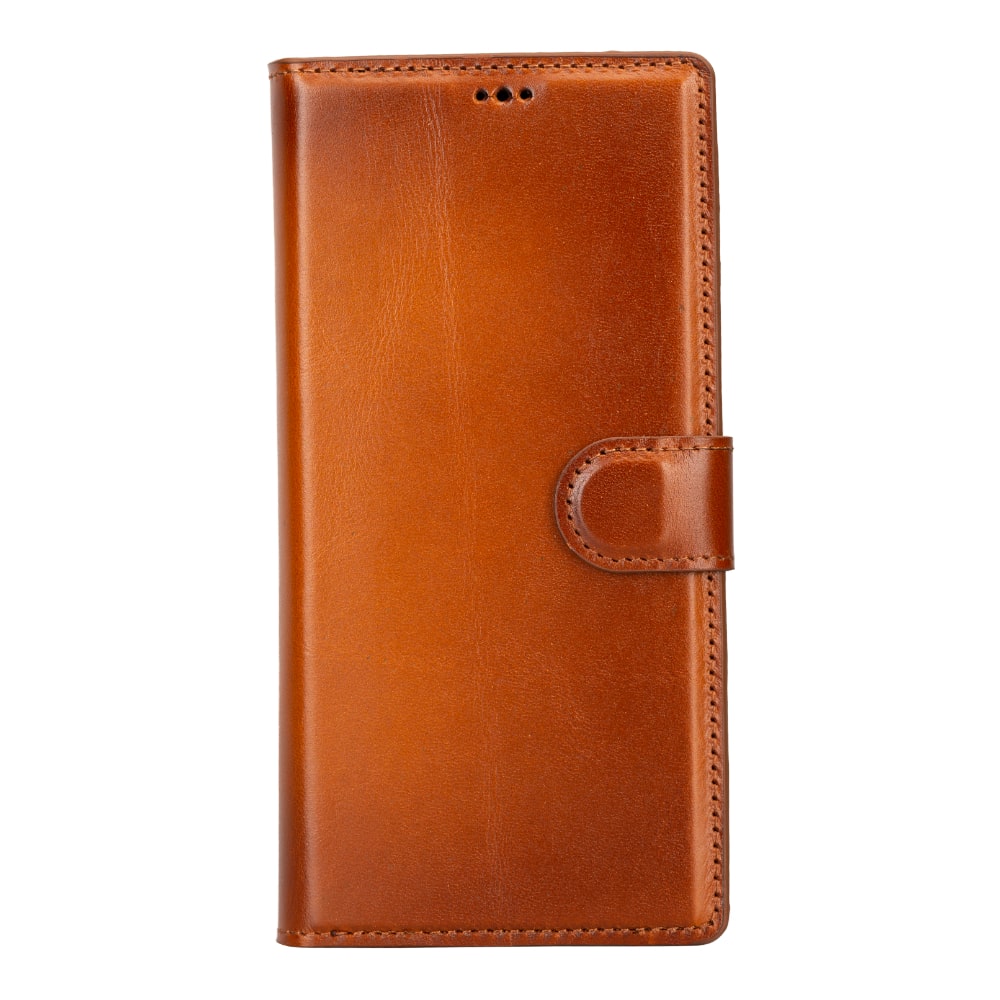 Brown Leather Samsung Galaxy S23 Ultra Detachable Wallet Card Holder Cover Case - Bomonti - 5