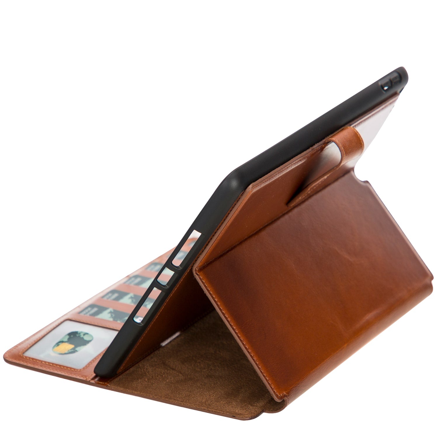 Brown Leather iPad 10.2 Inc Smart Folio Case with Apple Pen Holder - Bomonti - 7