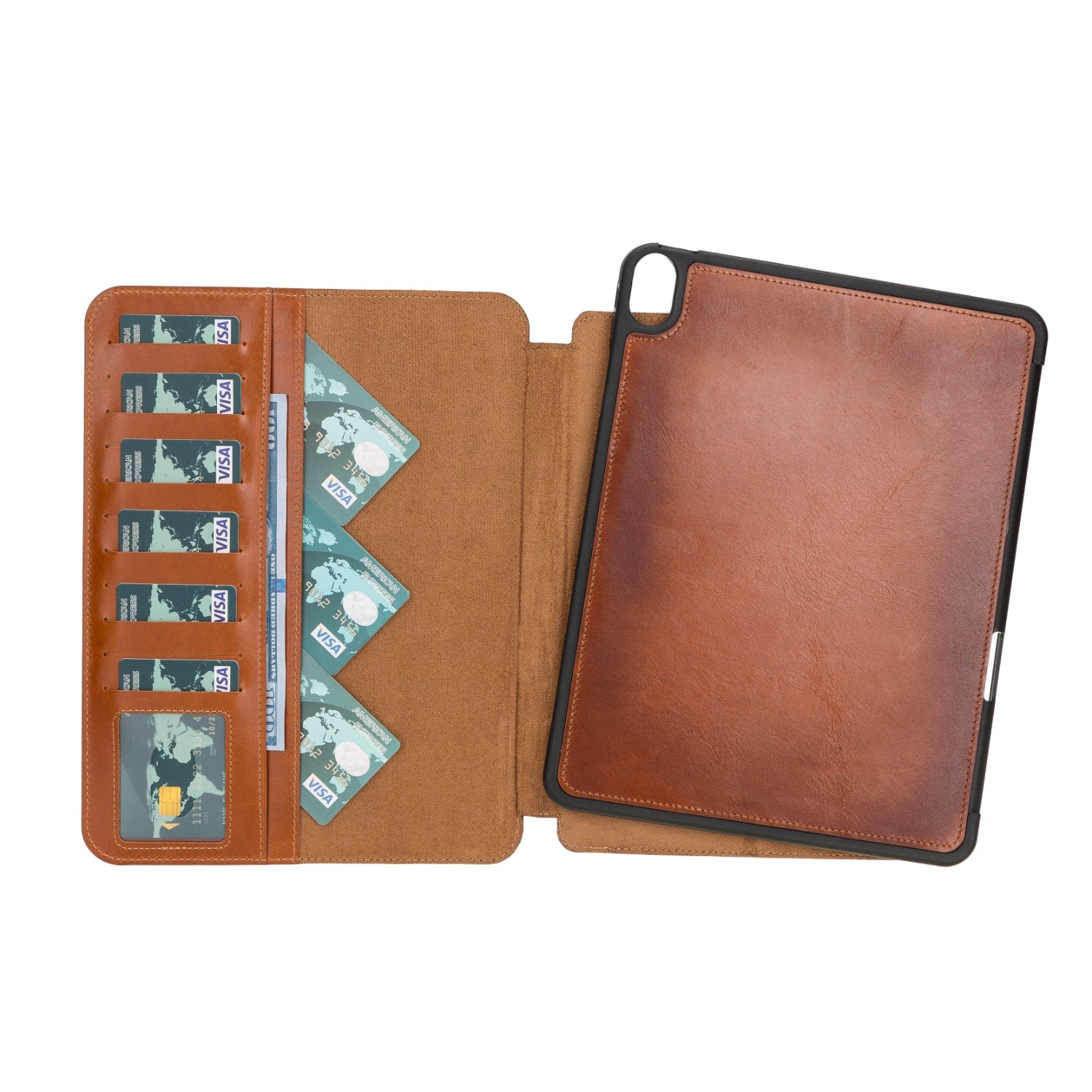 Brown Leather iPad Air 10.9 Inc Smart Folio Case with Apple Pen Holder - Bomonti - 1