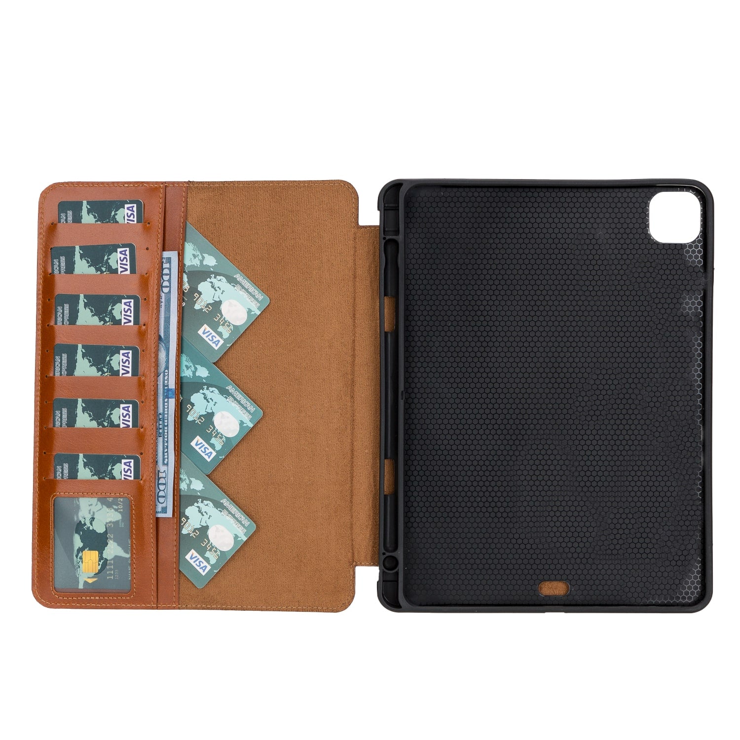 Brown Leather iPad Pro 11 Inc Smart Folio Case with Apple Pen Holder - Bomonti - 2