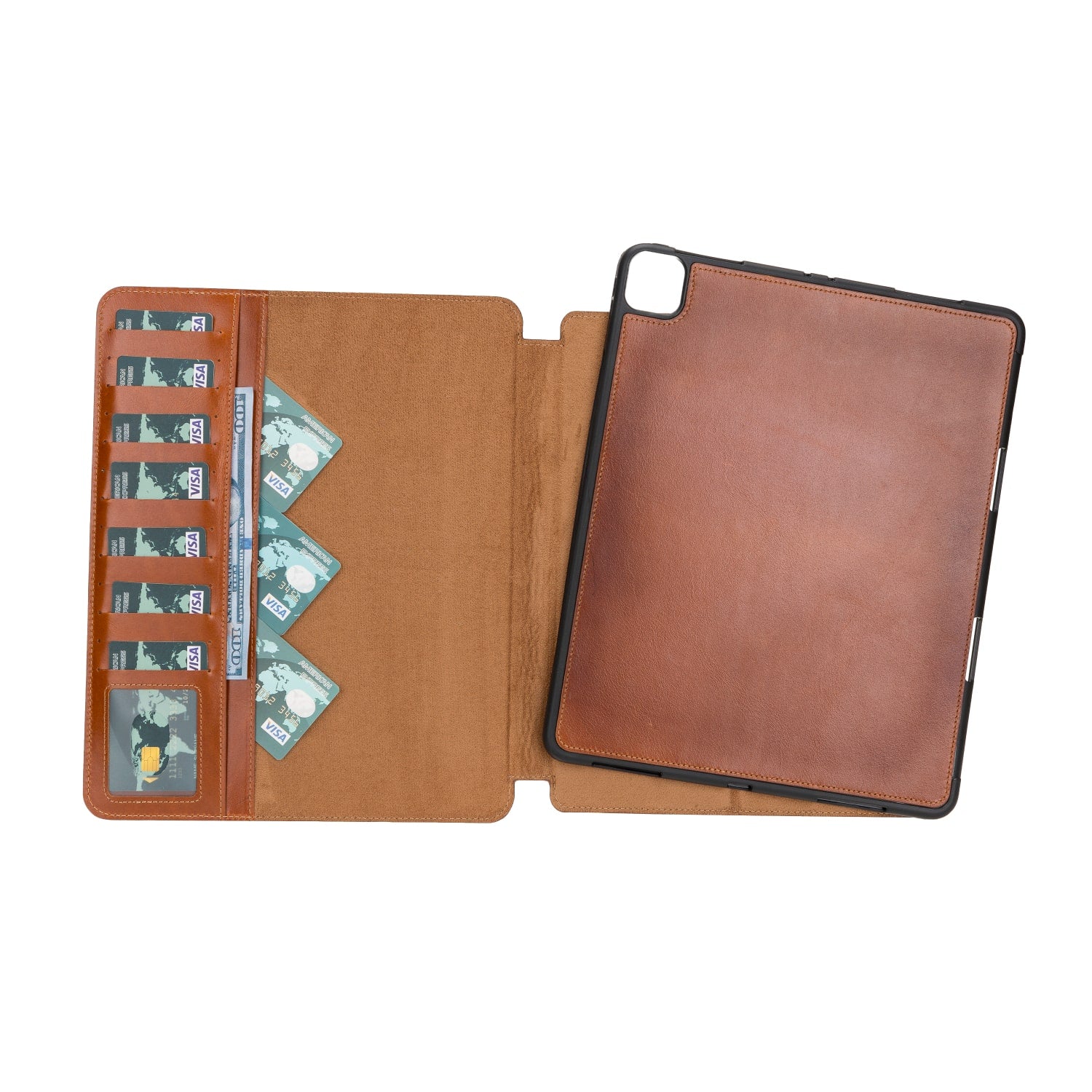 Brown Leather iPad Pro 12.9 Inc Smart Folio Case with Apple Pen Holder - Bomonti - 1