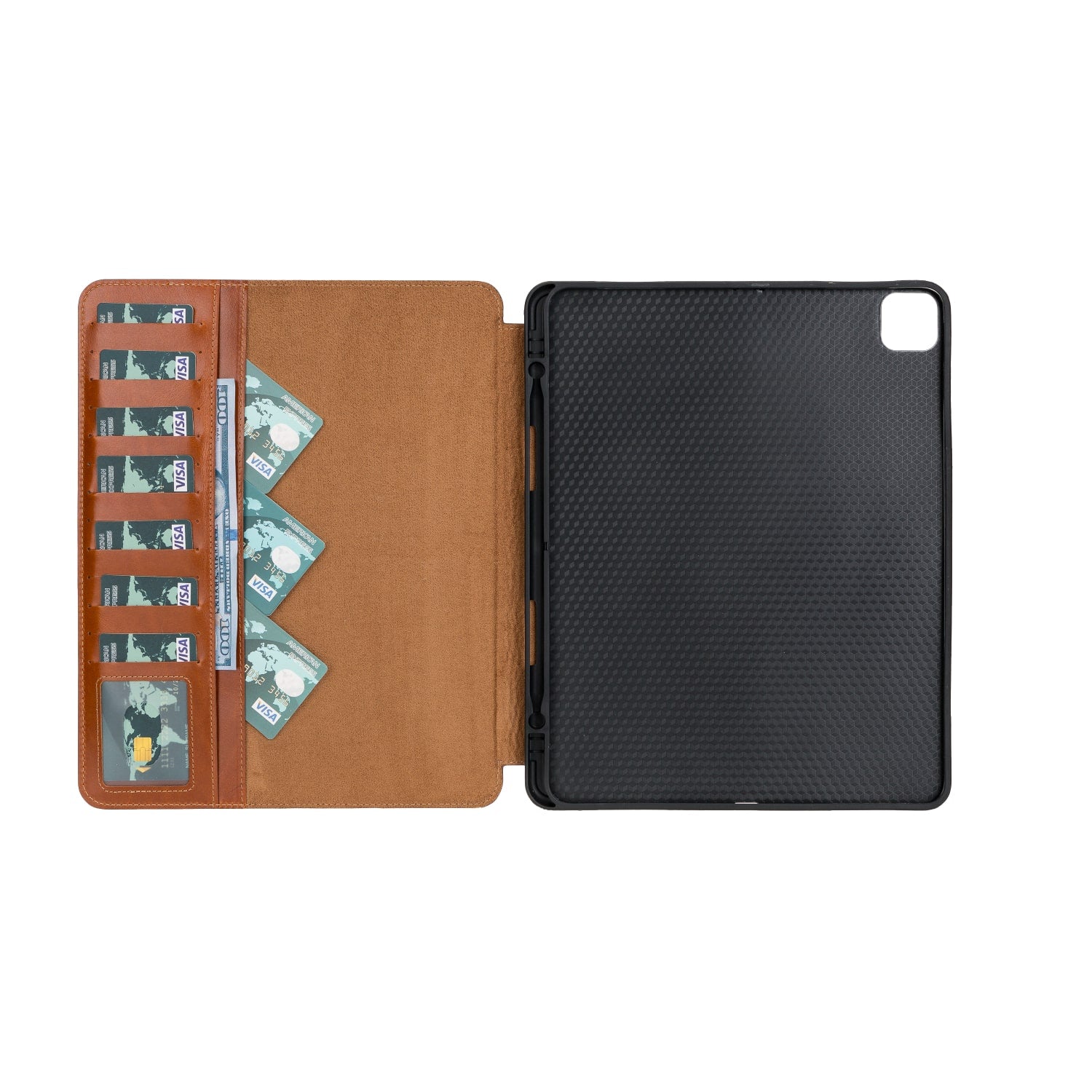 Brown Leather iPad Pro 12.9 Inc Smart Folio Case with Apple Pen Holder - Bomonti - 2
