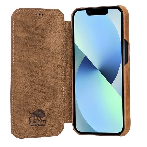 Rostar Brown Leather iPhone 13 Detachable Bi-Fold Wallet Case with Mag Safe & Card Holder - Bomonti - 11