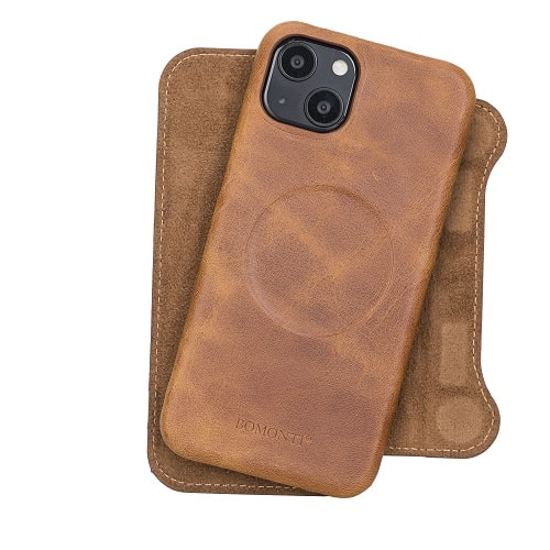 Rostar Brown Leather iPhone 13 Detachable Bi-Fold Wallet Case with Mag Safe & Card Holder - Bomonti - 12