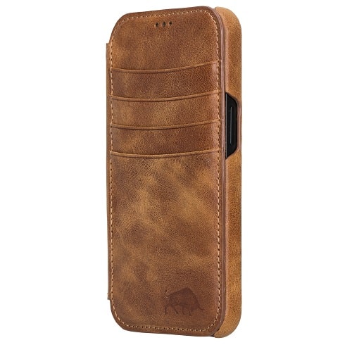 Rostar Brown Leather iPhone 13 Detachable Bi-Fold Wallet Case with MagSafe & Card Holder - Bomonti - 24