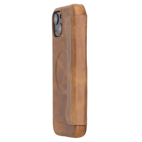 Rostar Brown Leather iPhone 13 Detachable Bi-Fold Wallet Case with MagSafe & Card Holder - Bomonti - 25