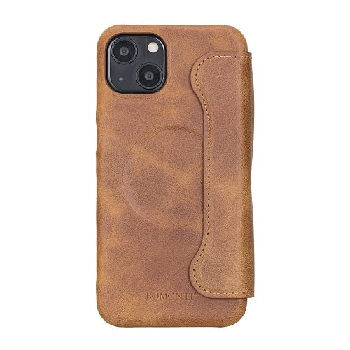 Rostar Brown Leather iPhone 13 Detachable Bi-Fold Wallet Case with Mag Safe & Card Holder - Bomonti - 2