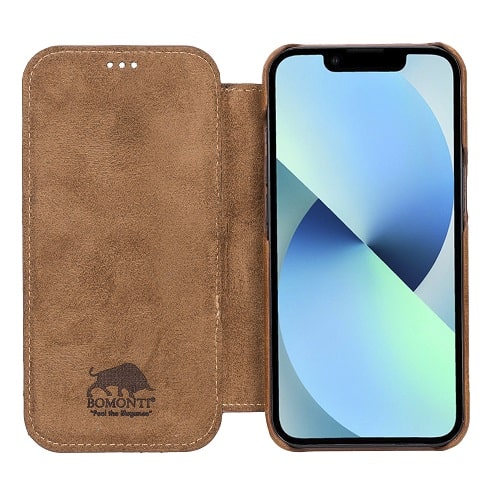Rostar Brown Leather iPhone 13 Detachable Bi-Fold Wallet Case with Mag Safe & Card Holder - Bomonti - 3