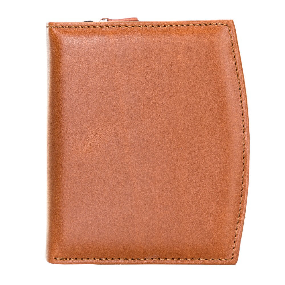 Brown Luxury Leather Bifold Minimalist Wallet with Zipper coin slot - Bomonti - 3