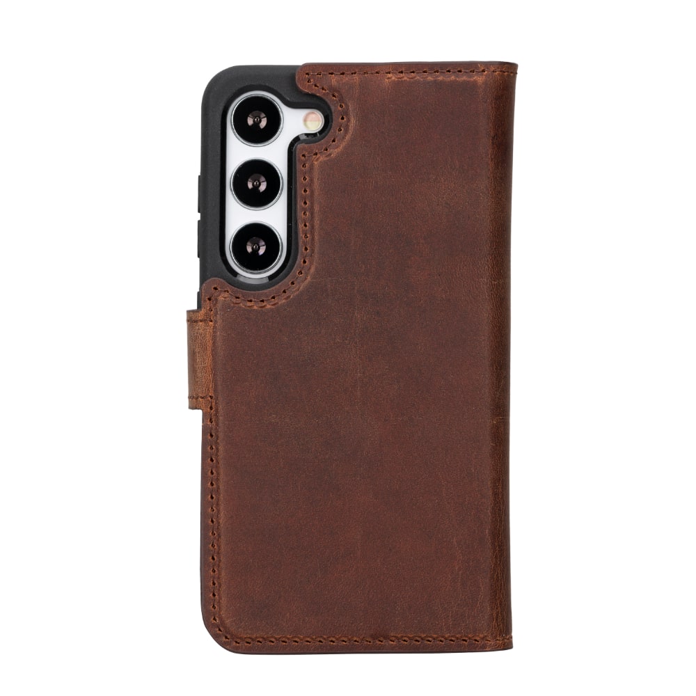Tan Brown Leather Samsung Galaxy S23 Detachable Wallet Card Holder Cover Case - Bomonti - 4
