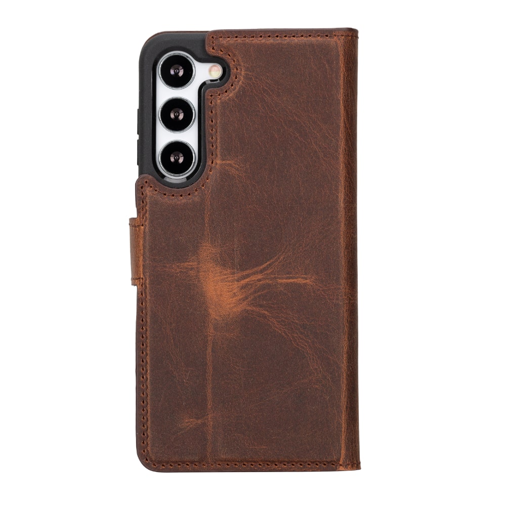 Tan Brown Leather Samsung Galaxy S23 Plus Detachable Wallet Card Holder Cover Case - Bomonti - 4