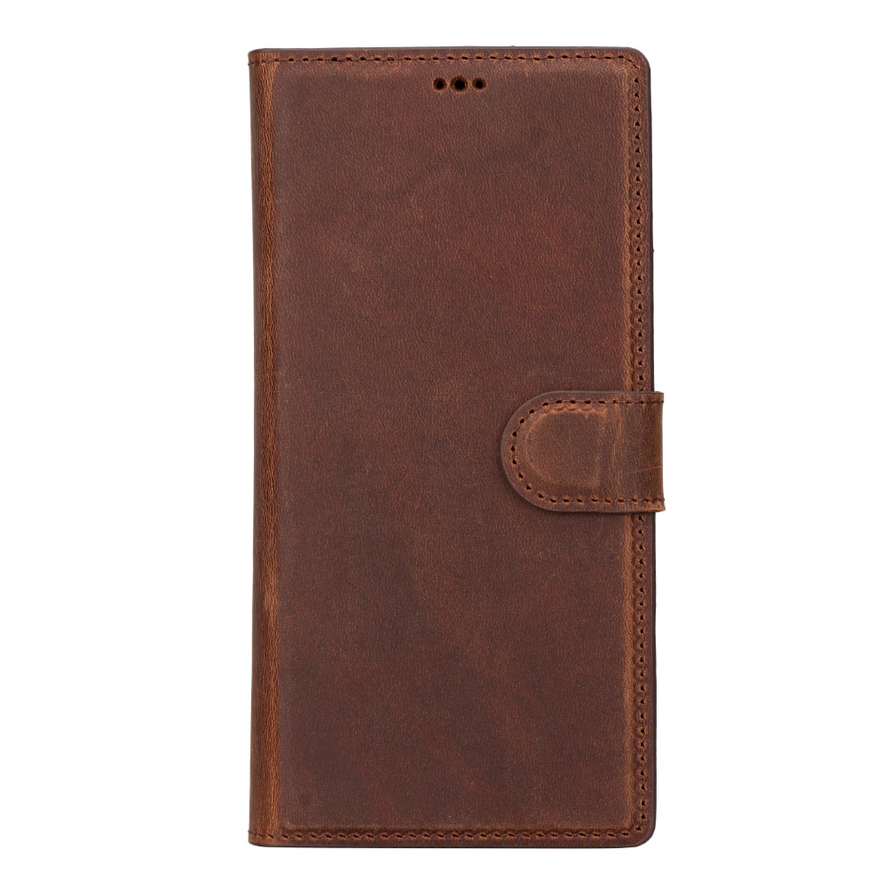 Tan Brown Leather Samsung Galaxy S23 Ultra Detachable Wallet Card Holder Cover Case - Bomonti - 5