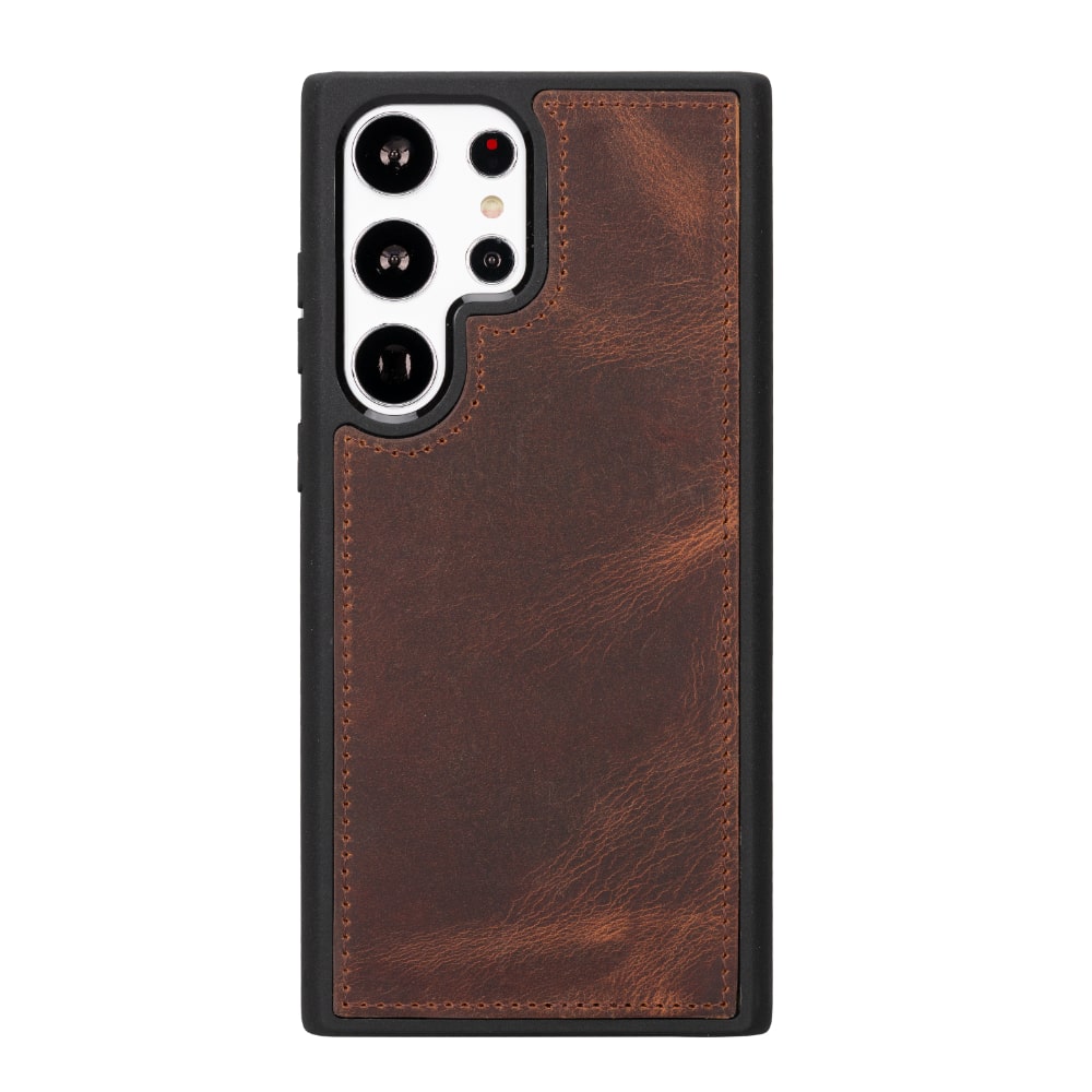 Tan Brown Leather Samsung Galaxy S23 Ultra Detachable Wallet Card Holder Cover Case - Bomonti - 6