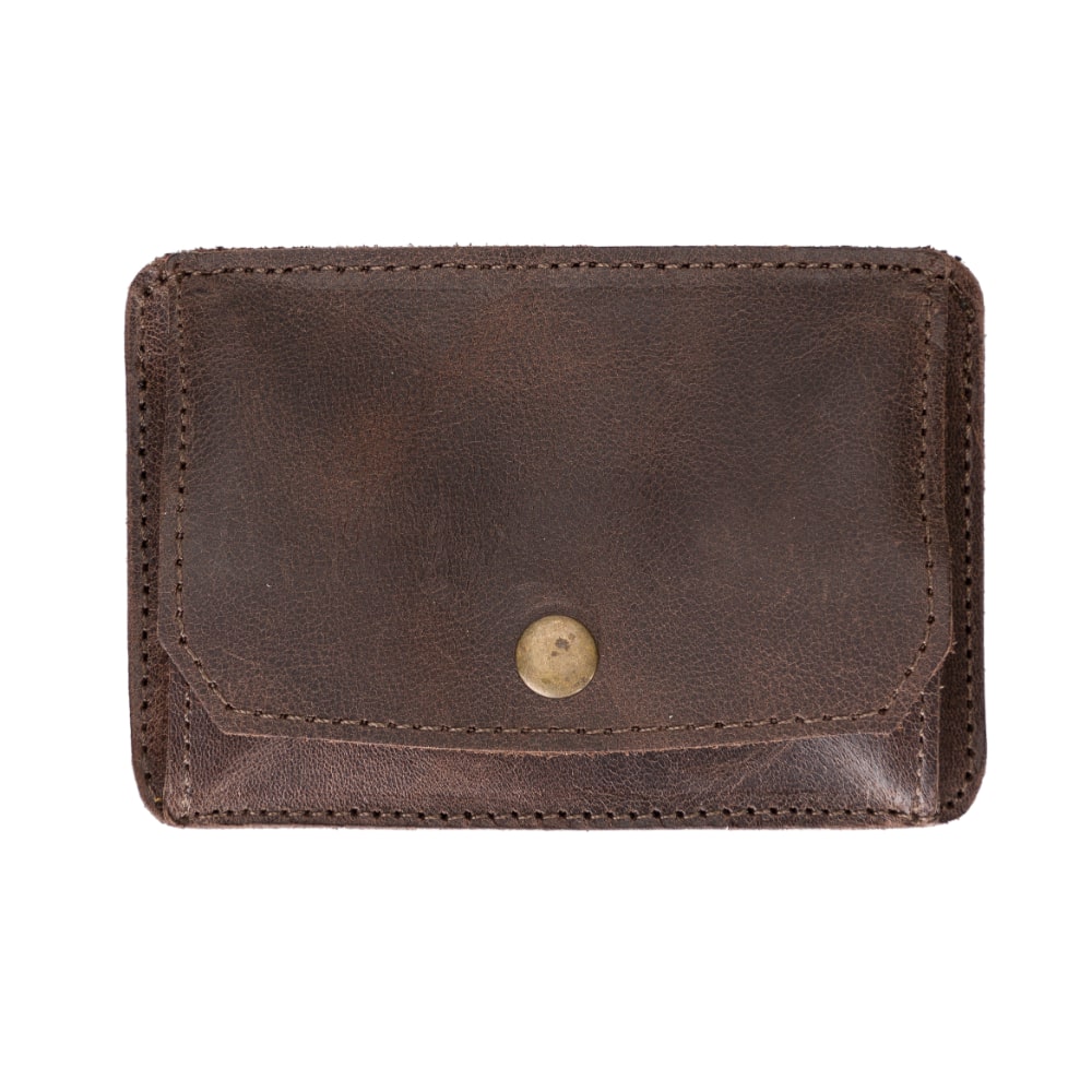 Dark Brown Leather Minimalist Coin Wallet Purse - Bomonti - 1
