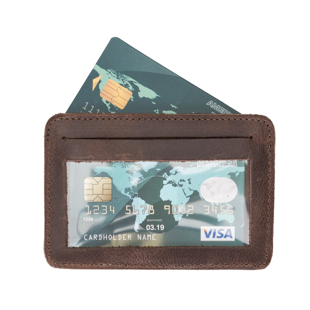 Dark Brown Leather Minimalist Coin Wallet Purse - Bomonti - 5