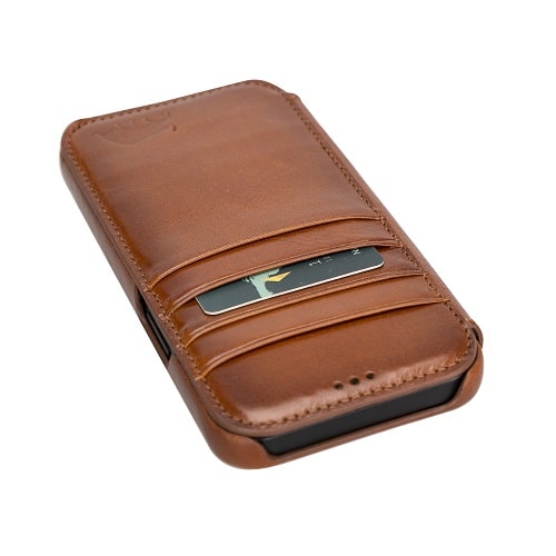 Rostar Golden Brown Leather iPhone 13 Mini Detachable Bi-Fold Wallet Case with MagSafe & Card Holder - Bomonti - 15